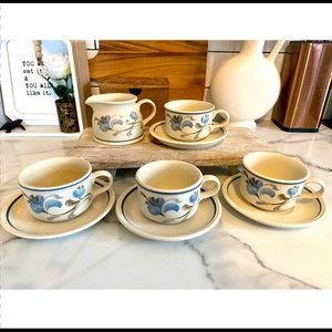 Johnson bros cup and saucer set with creamer pitcher